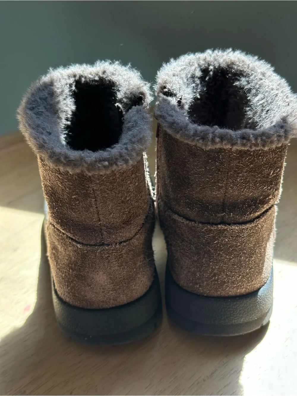 Kids Brown Suede Winter Boot with Cozy Shearling Lining